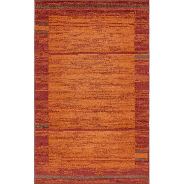 Unique Loom Autumn Collection Border Casual Rustic Warm Toned Area Rug, 5 x 8 Feet, Terracotta/Burgundy