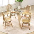 thumbnail image 2 of Gymax 5 PCS Dining Set for 4 Round Table w/ 4 Chairs Solid Rubber Wood Frame Modern, 2 of 7