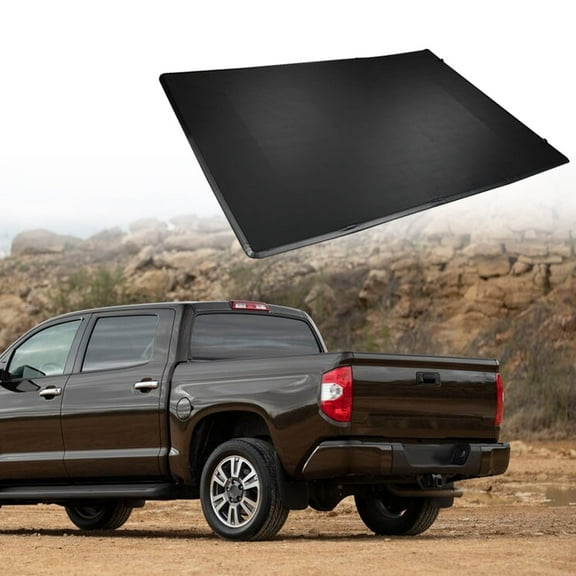 PIT66 Soft Quad Fold Truck Bed Tonneau Cover, Fit for 2014-2019 Toyota Tundra Extra 8' Long Bed