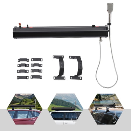 5.28 Gallon Solar Heated Road Shower, Roof Mount Portable Car Camping Shower with 1.6 Bar Self-Pressurization Safety Valve, Outdoor Shower for SUV RV Truck Beach Surfing Off-Road Fishing Construction