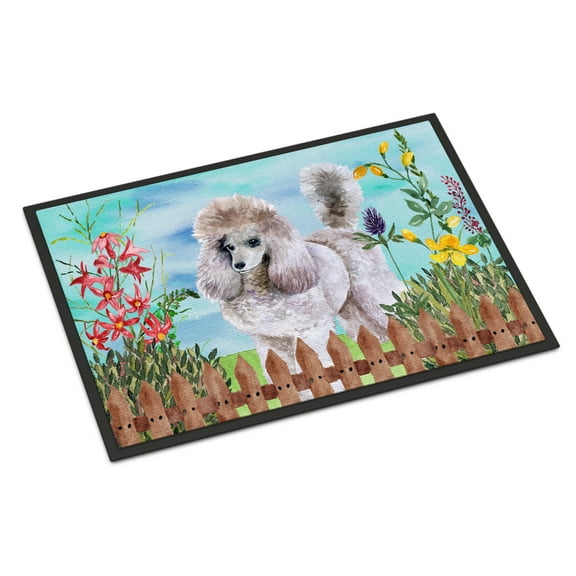 Carolines Treasures CK1227MAT Poodle Spring Door Mat Indoor Rug or Outdoor Welcome Mat 18x27 Doormat  27"L x 18"W