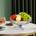 thumbnail image 4 of Clearance! Round Transparent Fruit Plate, Dienrx Pedestal Fruit Bowl Kitchen Countertop Bowls with Base Elegant Bowl Snacks Fruit Basket Bowl Fruit Basket for Farmhouse Centerpiece Amber Argent Edge, 4 of 5
