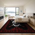 thumbnail image 3 of ODIKA 9'x12' Washable Area Rug Ghost Gothic Horror Skull Spooky Vintage Motif Border Halloween for Master Suite, California King, Under Bed, Non-Shedding, Easy Care, 3 of 7