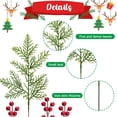 thumbnail image 3 of 50 Pcs Christmas Artificial Pine Branches with 10 Pcs Artificial Red Berry Stems- Red Berry Evergreen Pine Leaves Branches- Fake Foliage Pine Needles for DIY Christmas Home Decoration, 3 of 5