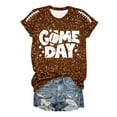 thumbnail image 4 of Women's Game Day Shirts Funny Sequin Football Hearts Graphic Short Sleeve Tops Summer Trendy Crew Neck Casual Workout Tees Z002-Brown S, 4 of 5