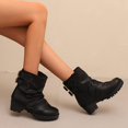 thumbnail image 7 of Tawop Ladies Boots Chunky Low Heel Buckle Winter Fall Black Boots, 7 of 7