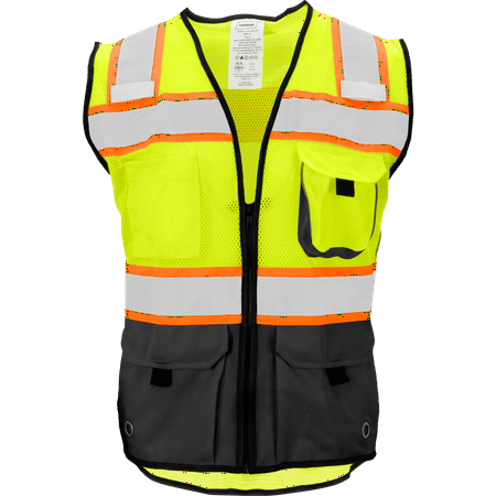 

Ironwear 1244 Class 2 Black Bottom Safety Vest w/ Zipper & Radio Clips