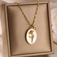 thumbnail image 4 of NICKSUN Birth Flower Shell Cameo Necklace with Birthstone Charms for Women: Dainty 18K Gold Plated Vintage Crystal Seashell Personalized Necklaces Aesthetic Birthday Gifts, 4 of 17