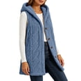 thumbnail image 5 of Diufon Fleece Vest Women Sleeveless Button Down Flannel Hooded Cardigan Fall Winter Thickened Warm Outerwear, 5 of 9