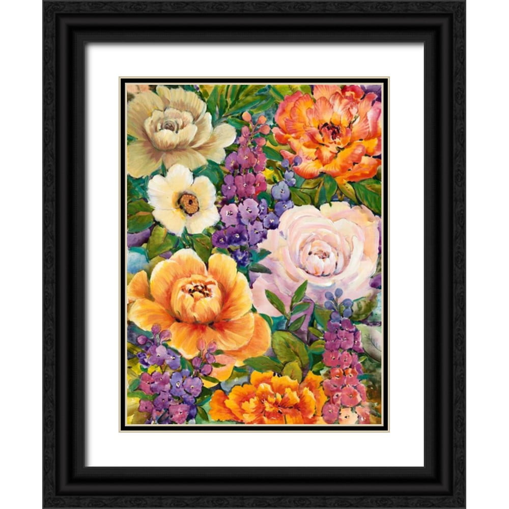 OToole Tim 12x14 Black Ornate Wood Framed with Double Matting Museum Art Print Titled - Flower Bouquet I