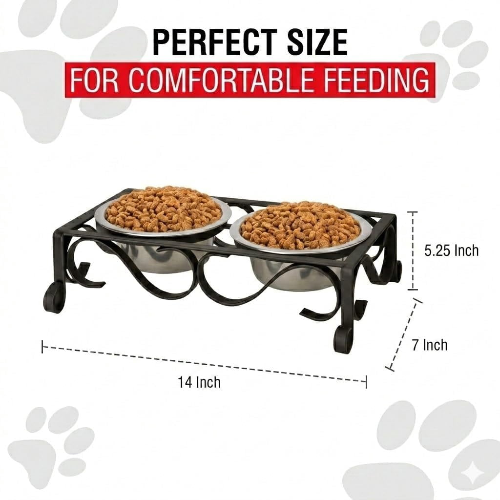 Pets Elevated Dog Bowls – Raised Stainless Steel Dog Bowls with Steel Stand – Non-Skid, No Spill Feeder for Small, Medium & Large Dogs – Easy to Clean, Durable Raised Dog Feeding Station