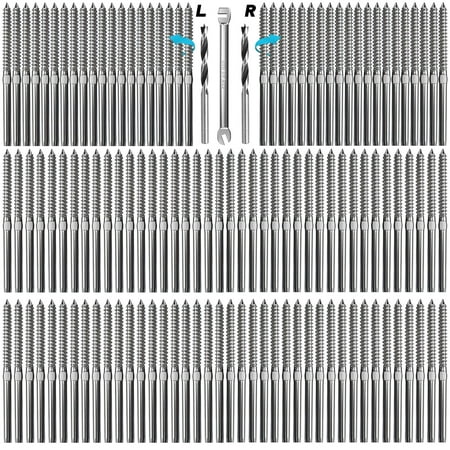 

LATSKGNT 60 Packs Black T316 Stainless Steel Left&Right Handed Thread Swage Lag Screws for Wood Post of 1/8 Cable Railing Kit Deck Railing/Stair Railing DIY Baluster Hardware Wrench Included