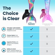 Fin Fun Fantasy Mermaid Tail for Girls and Boys, Monofin for Swimming Included, fits Youth Small to Medium - Teal - New Edition