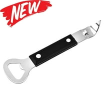 Qocolhg Can Opener Manual, Little Cook Stainless Steel Can Punch Bottle Opener, Multifunctional Can and Beer Opener for Home and Bar, Dishwasher Safe (Black, 1Pack)