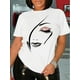 thumbnail image 1 of Camiseta para mujer verano cuello redondo1pc Women'S Polyester Casual T-Shirt with Elegant Portrait Print, Crew Neck, Short Sleeve, Knit Fabric Top for All SeasonsFather's Day, Mother's Day, New Yea, 1 of 8