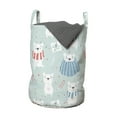 thumbnail image 1 of Cartoon Laundry Bag, Polar Bears in Blanket with Romantic Hearts Backdrop Hand Drawn Animals, Basket with Handles Drawstring Closure for Laundromats, 13" x 19", Pale Blue Coral Blue, by Ambesonne, 1 of 4
