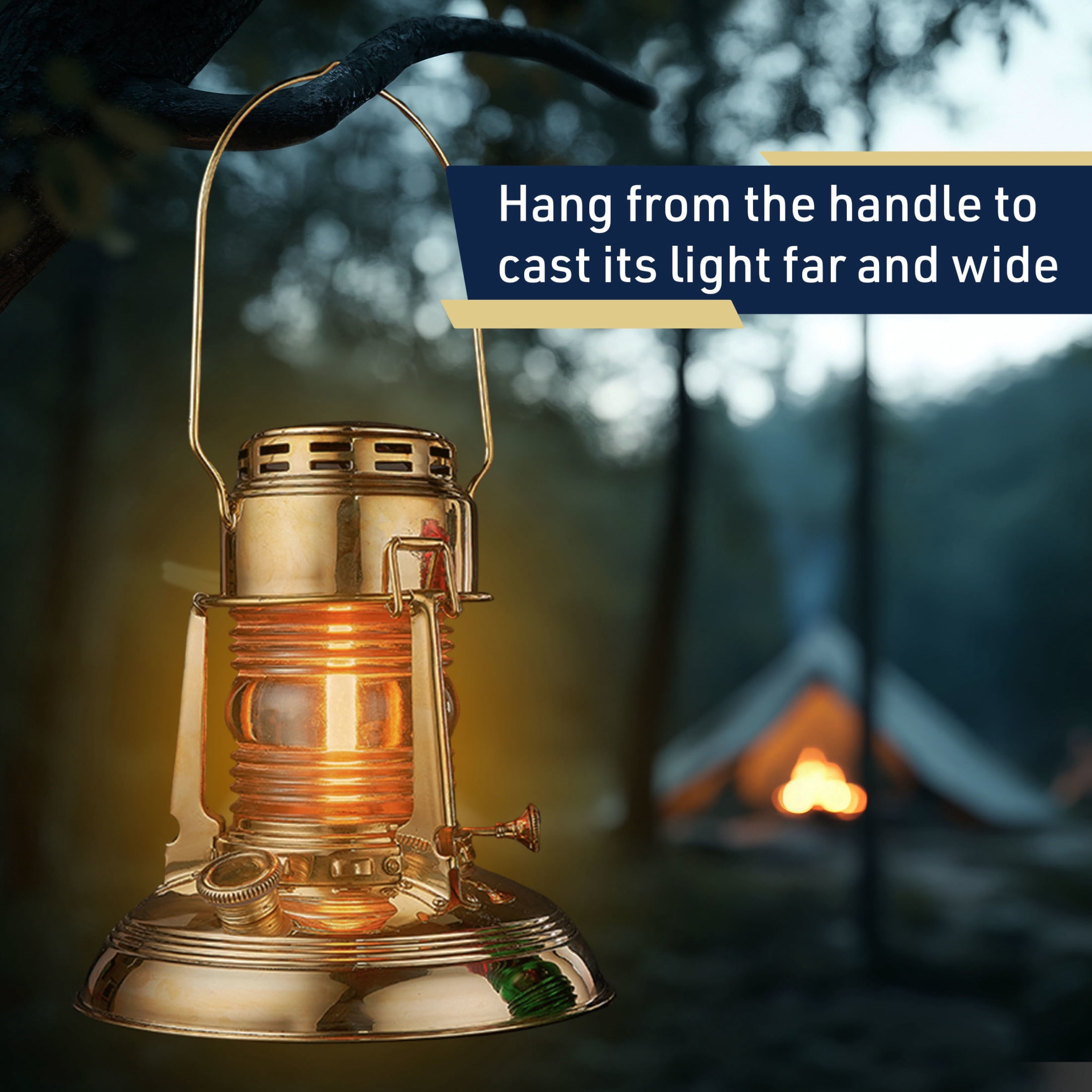 Kings County Tools 8” Tall Railroad-Style Oil Lamp with Brass Body