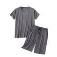 thumbnail image 2 of Mens Pyjamas Set Short Sleeve Nightwear Crew Neck Pyjama Top & Shorts Soft Comfy Sleepwear Lounge wear PJ's Sets Dark Gray XXL, 2 of 7