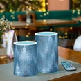 thumbnail image 6 of Blue Christmas Tree Forest Flickering Flameless Candles LED Tealight Battery Operated with Remote Set of 2 Holiday Decor Ornaments, 6 of 7