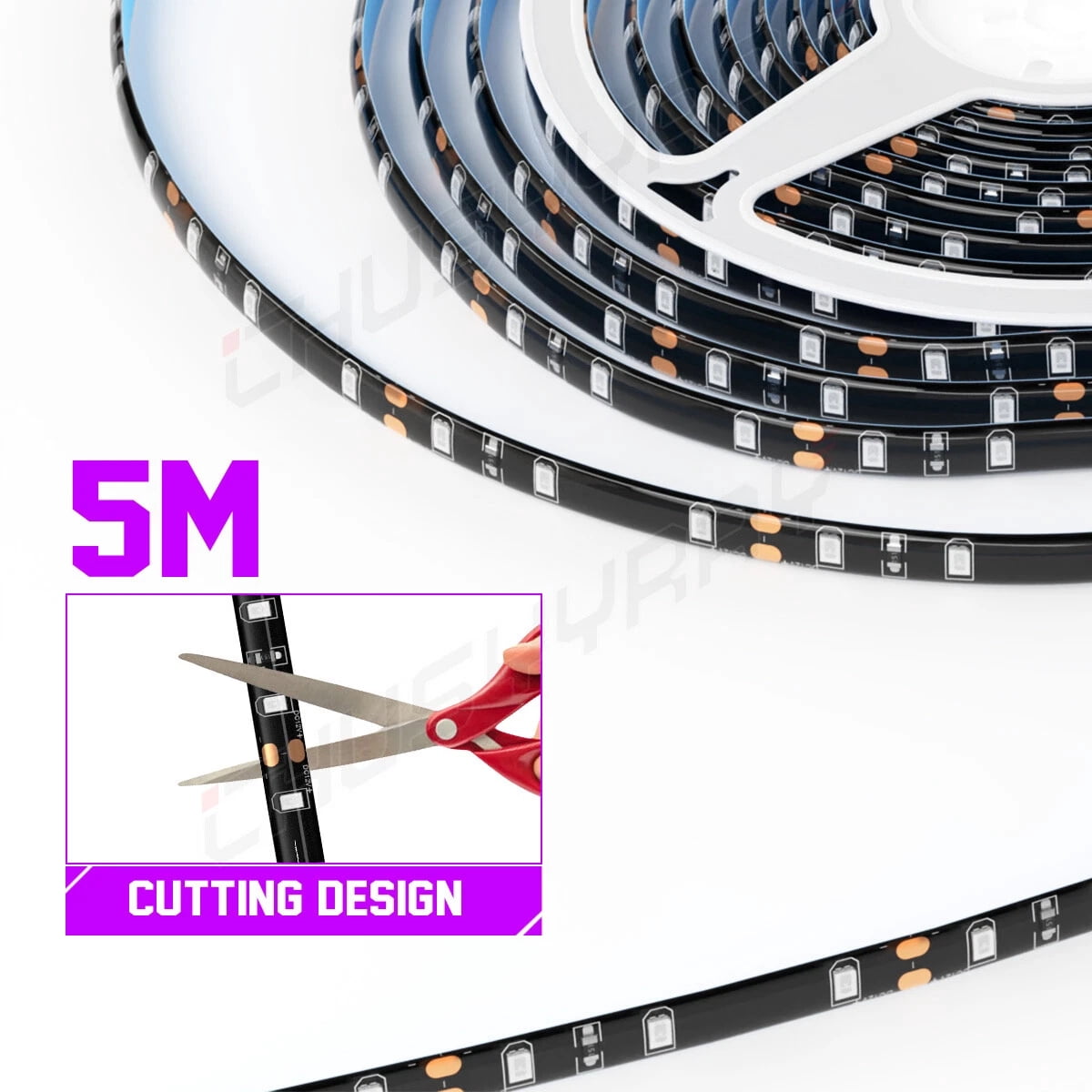 LED Lights Strip, Purple 300 LEDs Light Strips Kit for Bedroom, Home, Kitchen 16.4ft/5m