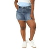 Agnes Orinda Junior's Plus Size Jeans Shorts Raw Hem Distressed Skinny Denim Short