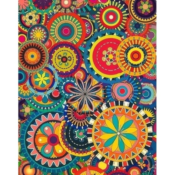 Colorful Kaleidoscope Circular Pattern Edible Icing Image Cake Topper, by TNCT