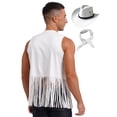 thumbnail image 2 of CHICTRY Men Western Cowboys 3 Pcs Outfit Tassel Waistcoat Wild Hat with Bandanna White M, 2 of 5