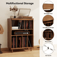 thumbnail image 4 of PULUOMIS Record Player Stand with Vinyl Storage, Flip Top Media Cabinet, Audio-Video Stereo Cabinet，Mid-Century Turntable Table with Open Storage for Living Room, Bedroom, Walnut, 4 of 10