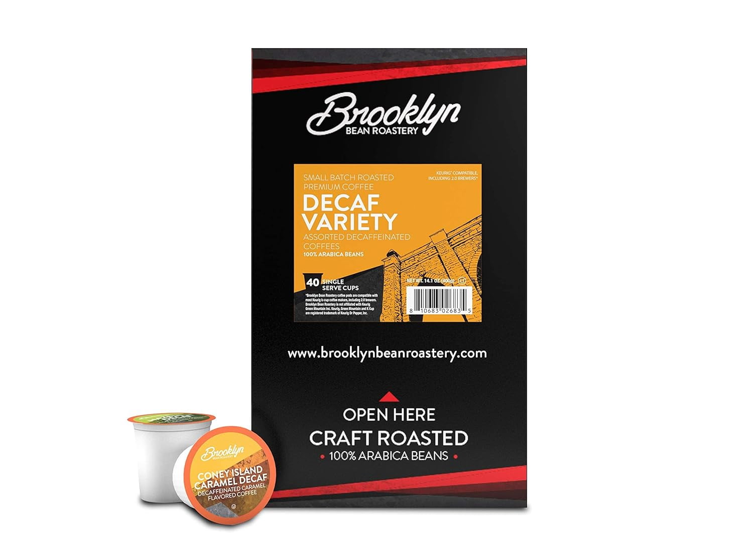 Brooklyn Bean Roastery Assorted Decaf Coffee Variety Pack for Single-Serve Coffee Brewers, 40-Pack
