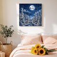 thumbnail image 4 of Canvas Wall Art, Christmas Forest Framed Canvas Prints for Living Room Bathroom, Xmas Deer Santa Claus Navy Blue Moon Night Gallery Wrapped Wall Decor for Home Office, Gifts, 12"x12" Ship Next Day, 4 of 9