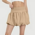 thumbnail image 5 of Women's Double Layer Bubble Hem High Waist Skirt - Solid Color Micro-Stretch Skirt for Casual, Retro, and Vintage-Inspired Fashion,Khaki S, 5 of 5