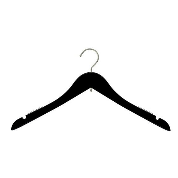 NAHANCO Wooden Bridal Reinforced Shirt Hanger, 17" - Low Gloss Black /25 Count.