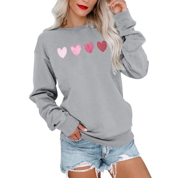 MOUSYA Valentines Shirts for Women Valentine Heart Sweatshirt Valentines Day Shirt Vintage Pullover Tops