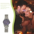 thumbnail image 3 of Reloj de pulsera de cuarzo para hombre de negocios, de acero inoxidable, resistente al agua (azul y plateado)., 3 of 5