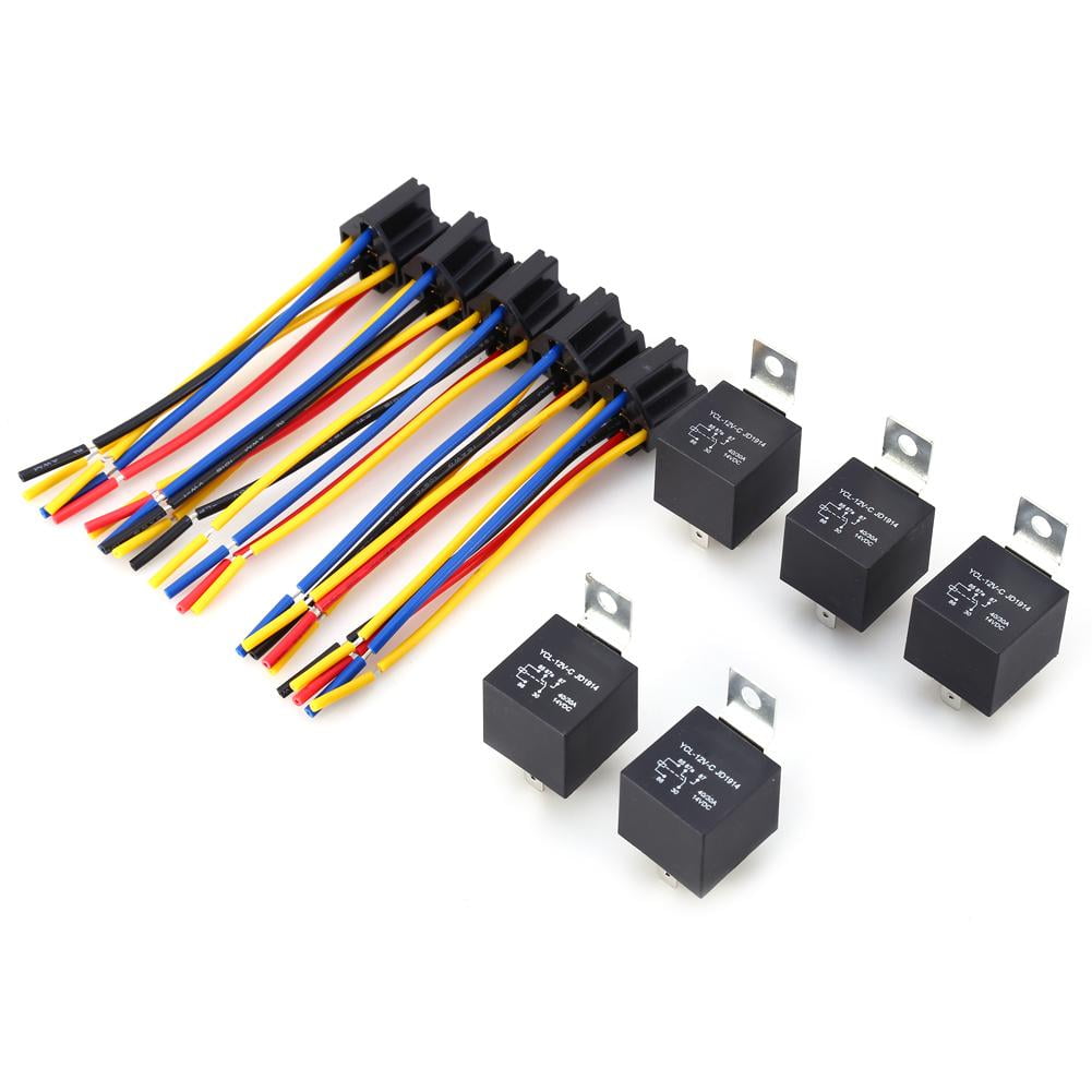 Cuque 12V DC Relay 5 Pcs 5 Pin Car Control Alarm Horn Headlight Relay JD1914 YCST-01 YCL-12V-C with Socket Line 