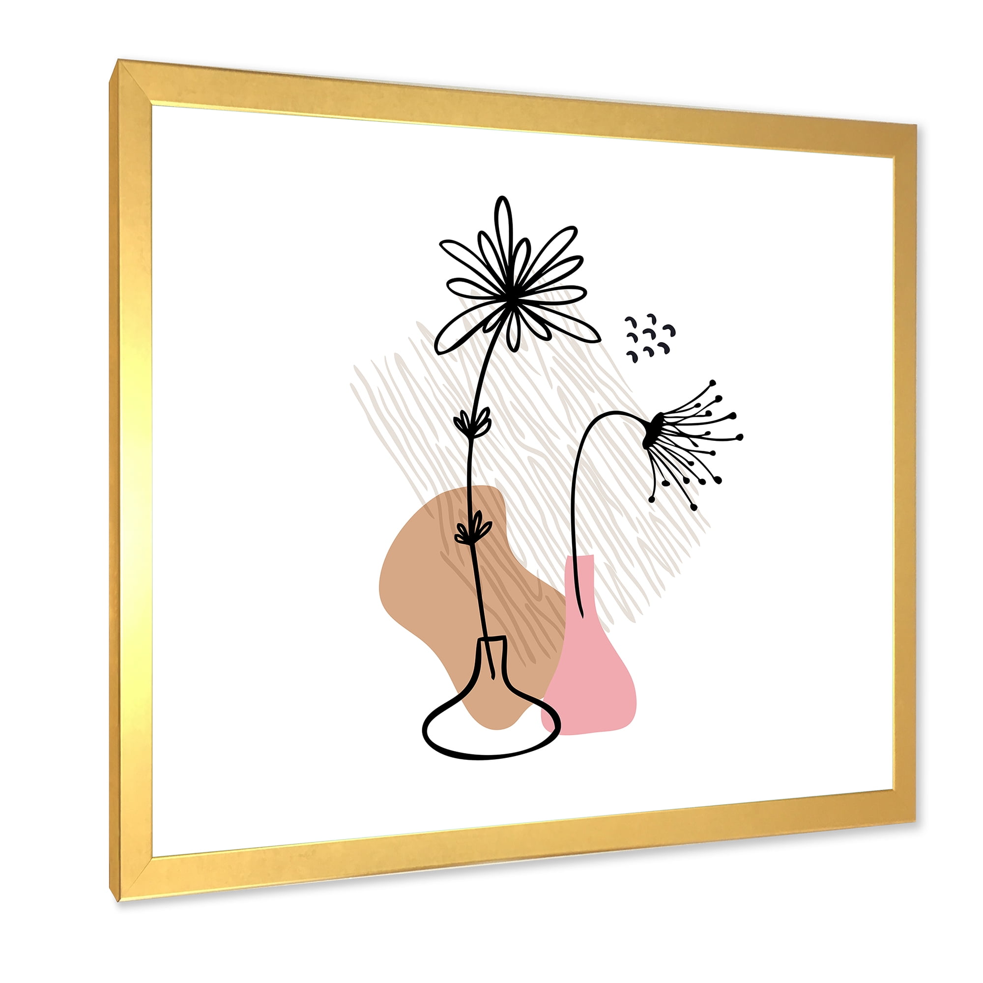 Designart 'Abstract Minimal Shapes Under Flowers III' Modern Framed Art Print