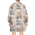 thumbnail image 2 of Beige Highland Cow Flower Cart Pattern Wearable Oversized Blanket,Wearable Blanket Hoodie for Adults,Cozy Hooded Blankets with Super Pockets,Super Warm Fuzzy Pullover for Women & Men, 2 of 6