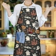 thumbnail image 5 of Halloween Ghosts Castles and Pumpkins Apron-Garden Aprons for Women with Pockets-Cotton Linen Waterproof Kitchen Cooking Gardening Aprons Adjustable for Kitchen,Cooking,BBQ and Salon 33"x27", 5 of 7