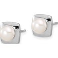 thumbnail image 2 of Sterling Silver Rh-Plated 6-7Mm White Fwc Pearl Square Post Earrings (Width 8.9) (Length 8.9) - Jbsp, 2 of 5