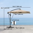 thumbnail image 2 of Khaki Patio Offset Cantilever Umbrella with 360° Rotation & Tilt, UPF 50+ UV Protection, Windproof Ropes & Cover, Large Metal Frame Parasol for Garden, Patio or Backyard, 116"x98", 2 of 7