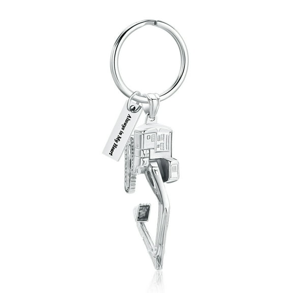 Always in My Heart - Excavator Urn Pendants with Chain Cremation Jewelry for Ashes Urn Keyring for Ashes of Loved One Memorial Jewelry Keychain