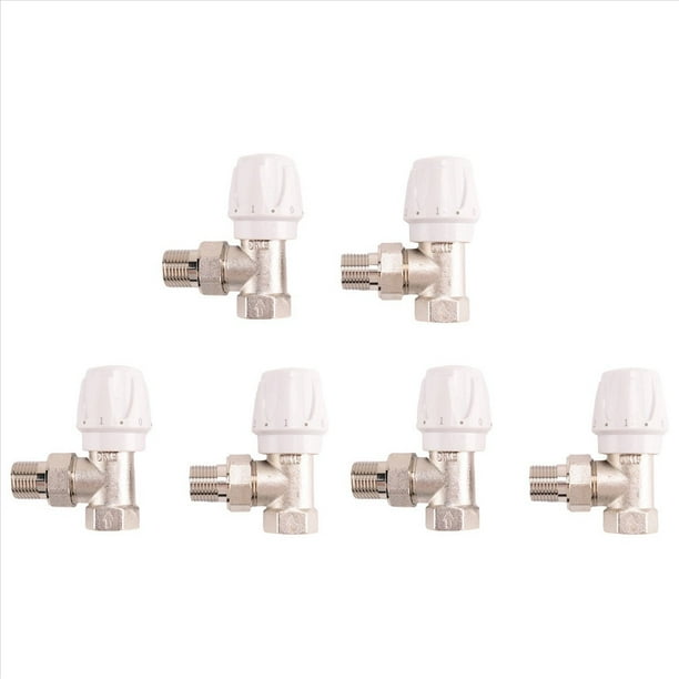 VáLvula de Radiador TermostáTico 6 Piezas 15Mm X 1/2 Pulgadas VáLvula de Radiador TermostáTico de ÁNgulo TermostáTico TRV para Oficina Casa