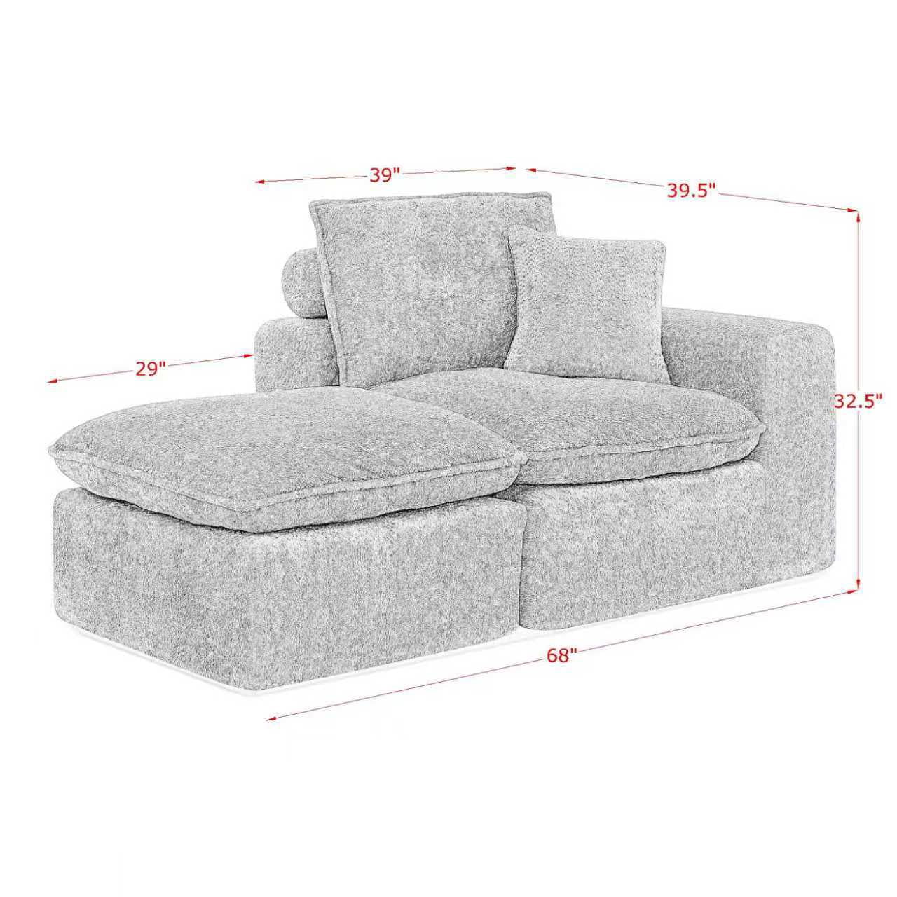 107" Boucle Sectional Sofa L Shaped Couch with Ottoman Cloud Couch 4 Seat Modular Sofa Deep Seat Living Room Furniture, Orange