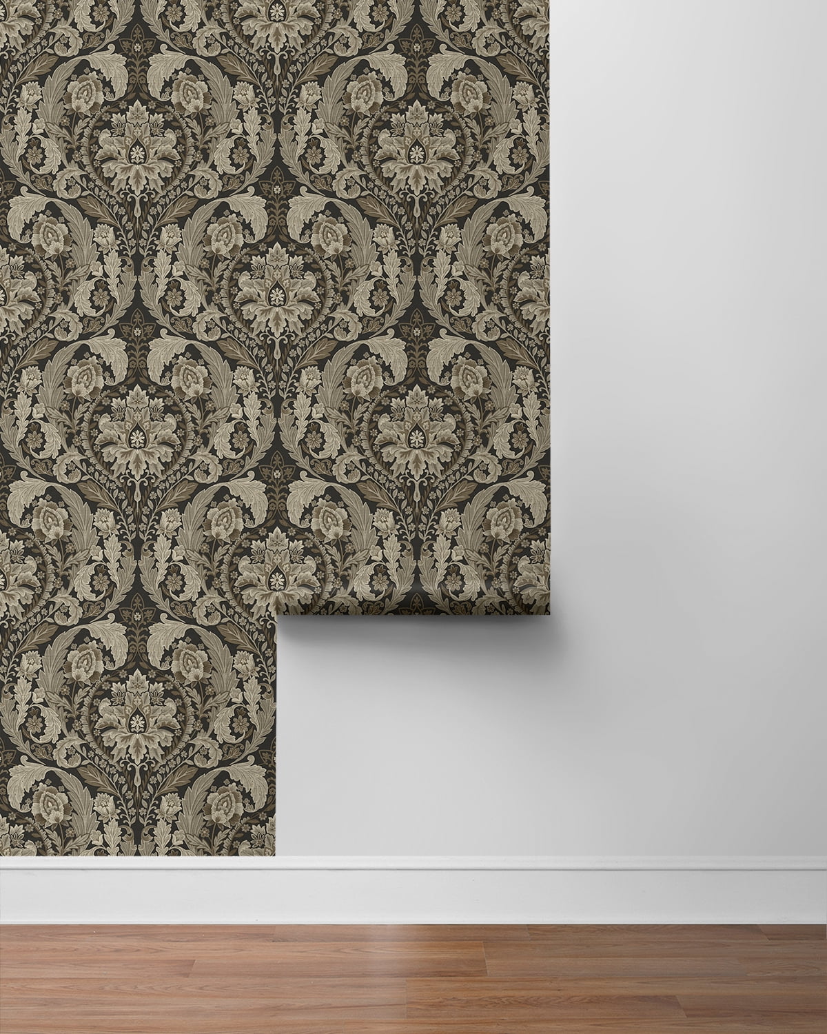 Harry & Grace Cliffside Thornton Vintage Damask Peel and Stick Wallpaper - 20.5 in. W x 18 ft. L Roll