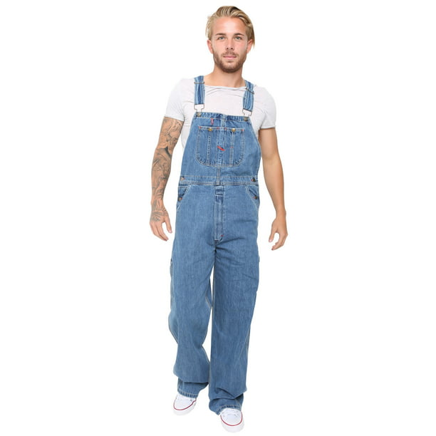 Men's Bib and Brace Overall Denim Dungarees Jeans Pro Heavy Duty ...