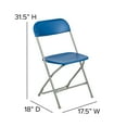 thumbnail image 6 of Emma + Oliver Folding Chair - Blue Plastic - 4 Pack 650LB Weight Capacity - Event Chair, 6 of 15
