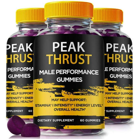 (3 Pack) Peak Thrust Gummies – Official PeakThrust All-Natural Gummy for Physical Health & Overall Well-Being, Premium Gomitas for Energy, Vitality & Wellness Support, Reviews (180 Gummies)