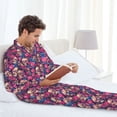 thumbnail image 6 of Uemuo Skull rose blue flower Pattern 2-Piece Loungewear Set - Men’s Soft Sleepwear, Cozy Winter PJs, Comfy Sleep Set-XX-Large, 6 of 7