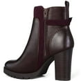 thumbnail image 4 of Pennysue Women's Chunky Heel Booties Burgundy Zipper Ankle Booties Size 10, 4 of 6