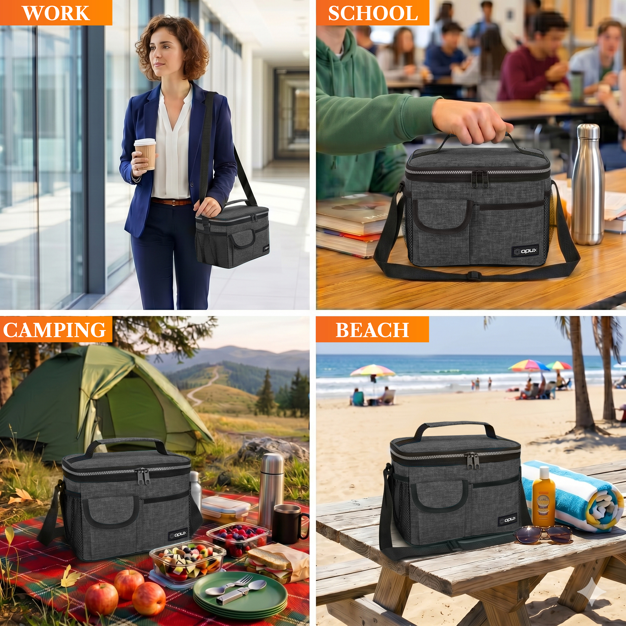 OPUX Insulated Lunch Box, Charcoal photo 7
